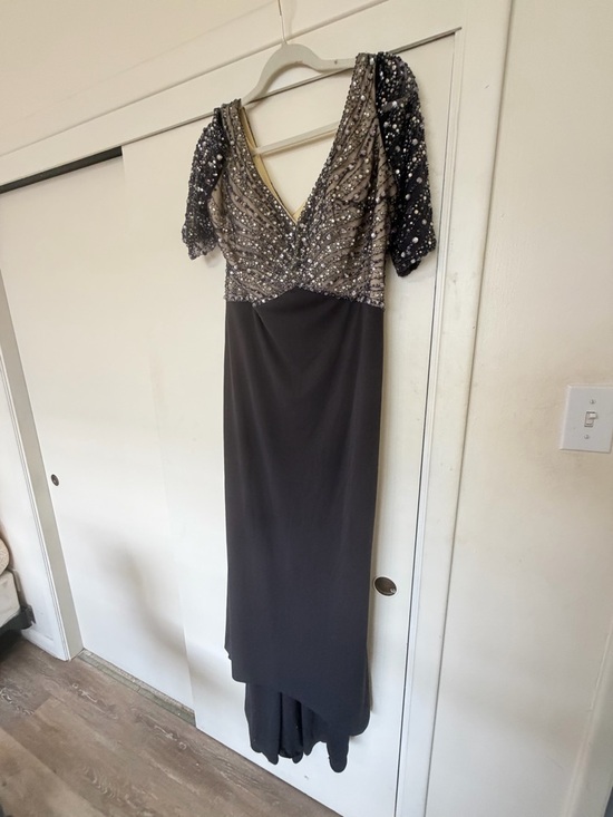 alyce black label Dresses & Skirts - Black Label Black Beaded V-Neck Long Sleeve Evening Gown